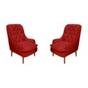 Ver imagem 1 de Kit 2 Poltronas Decorativas Lille Suede Vermelho - Dominic Decor