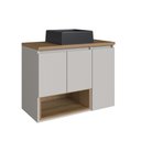 Ver imagem 2 de Gabinete de Banheiro Suspenso 80cm Cecília com 03 Portas e 01 Nicho Mel/arenas com Cuba Preta