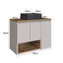 Ver imagem 4 de Gabinete de Banheiro Suspenso 80cm Cecília com 03 Portas e 01 Nicho Mel/arenas com Cuba Preta