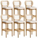 Ver imagem 1 de Kit 06 Banquetas Altas para Cozinha Bancada Sala Tela Betta Fixa L02 Linho Cru - Lyam Lyam Decor