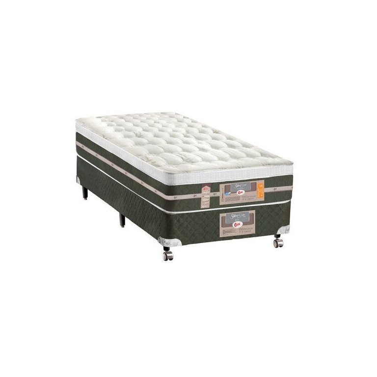 Cama Box + Colchão Castor Solteiro Molas Bonnel Silver Star Air One Face 88x188x72cm