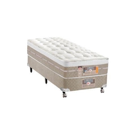 Cama Box + Colchão Castor Solteiro Molas Pocket Silver Star Air One Face 120x203x72cm