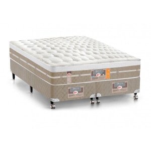 Cama Box + Colchão Castor King Size Molas Pocket Silver Star Air One Face 180x200x72cm