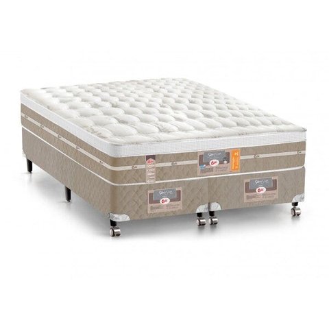 Cama Box + Colchão Castor King Size Molas Pocket Silver Star Air One Face 180x200x72cm