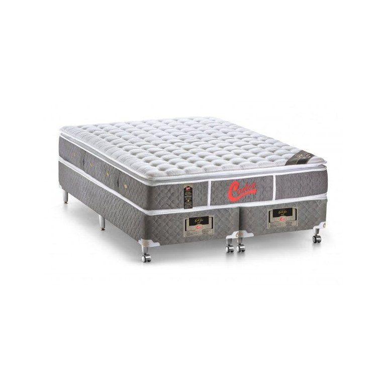 Cama Box + Colchão Castor King Size Light Stress One Face 180x200x67cm