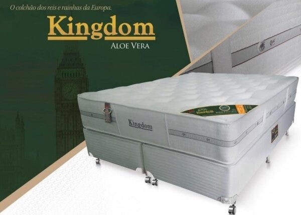 Cama Box + Colchão Castor King Size Kingdom Aloe Vera 193x203x72cm - 1