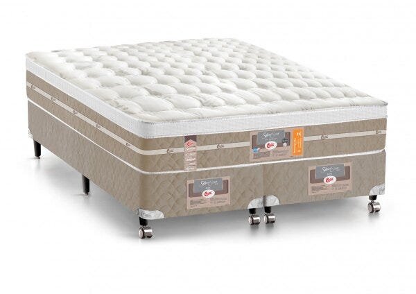 Cama Box + Colchão Castor King Size Molas Pocket Silver Star Air One Face 193x203x72cm