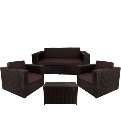 Conjunto De Poltronas E Mesa Classe A Marrom Tabaco