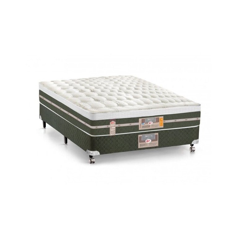 Cama Box + Colchão Castor Casal Molas Bonnel Silver Star Air One Face 138x188x72cm