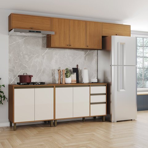Cozinha Modulada Compacta 6 Peças com Balcão Pia com Tampo Venaly