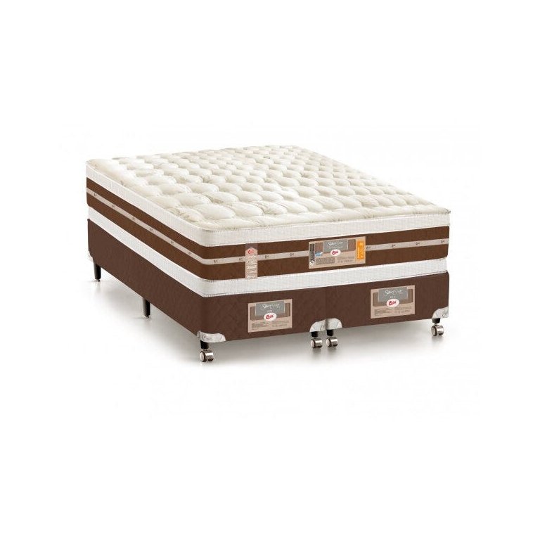 Cama Box + Colchão Castor Quee Size Silver Star Híbrido Air Double Face 158x198x74cm
