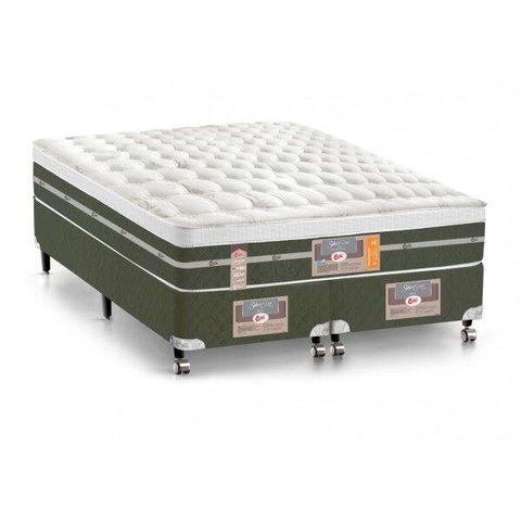 Cama Box + Colchão Castor Queen Size Molas Bonnel Silver Star Air One Face 158x198x72cm