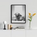Ver imagem 2 de Quadro Banheiro Elefantinho - Hora do Banho 33x24cm - com Vidro:moldura Preta