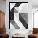 Ver imagem 1 de Quadro Decorativo Geométrico Mosaico Moderno em Moldura Caixa Tacolado Moldura Trad 1cm Preta com Vi