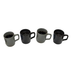 Jogo De Xícaras Café De Porcelana Kit 4 Peças 80ml - Cinza Preta - 4