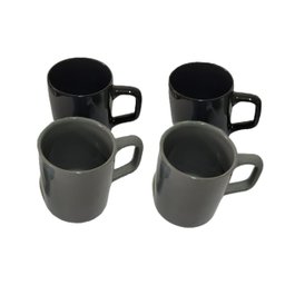 Jogo De Xícaras Café De Porcelana Kit 4 Peças 80ml - Cinza Preta - 1