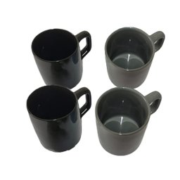 Jogo De Xícaras Café De Porcelana Kit 4 Peças 80ml - Cinza Preta - 3
