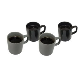 Jogo De Xícaras Café De Porcelana Kit 4 Peças 80ml - Cinza Preta - 2