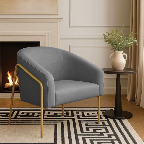 Poltrona Sala Industrial Alta Dourado Stella Linho D03 - D’Rossi