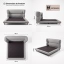 Ver imagem 4 de Cama Box Base Casal com Cabeceira Mochi 138x188 Estofada Orgânica Japonesa Bouclê Cinza - Desk Desig