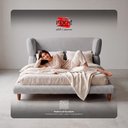 Ver imagem 5 de Cama Box Base Casal com Cabeceira Mochi 138x188 Estofada Orgânica Japonesa Bouclê Cinza - Desk Desig