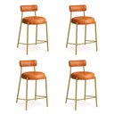 Ver imagem 1 de Banqueta Cozinha Alta com Encosto Industrial Dourado Kit 4 Londres Pu Whisky D03 - D'Rossi