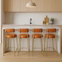 Ver imagem 2 de Banqueta Cozinha Alta com Encosto Industrial Dourado Kit 4 Londres Pu Whisky D03 - D'Rossi