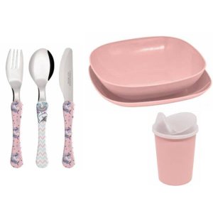 Conjunto Infantil para Refeição Simonaggio - Kids Trend - Talheres+Pratos+Copo - 6 Pçs - Unicórnio