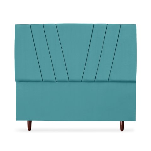 Cabeceira Estofada Casal Belgica 140 Suede Azul Turquesa