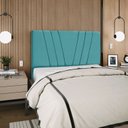 Ver imagem 3 de Cabeceira Estofada Casal Belgica 140 Suede Azul Turquesa