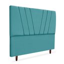 Ver imagem 4 de Cabeceira Estofada Casal Belgica 140 Suede Azul Turquesa