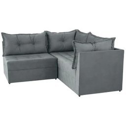 Sofá De Canto 4 Lugares Versátil Veludo Pena Grafite - 4 Sofá De Canto 4 Lugares Versátil Veludo Pena Grafite - 4