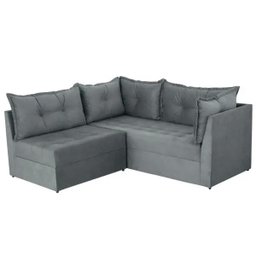 Sofá De Canto 4 Lugares Versátil Veludo Pena Grafite - 5 Sofá De Canto 4 Lugares Versátil Veludo Pena Grafite - 5