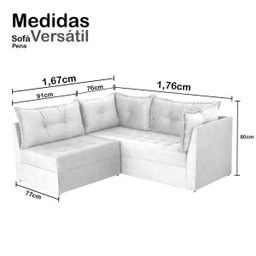 Sofá De Canto 4 Lugares Versátil Veludo Pena Grafite - 6 Sofá De Canto 4 Lugares Versátil Veludo Pena Grafite - 6