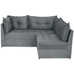 Sofá De Canto 4 Lugares Versátil Veludo Pena Grafite - 2 Sofá De Canto 4 Lugares Versátil Veludo Pena Grafite - 2