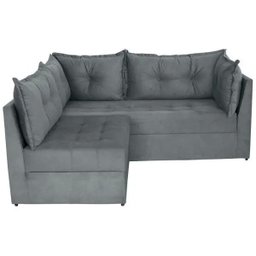 Sofá De Canto 4 Lugares Versátil Veludo Pena Grafite - 7 Sofá De Canto 4 Lugares Versátil Veludo Pena Grafite - 7