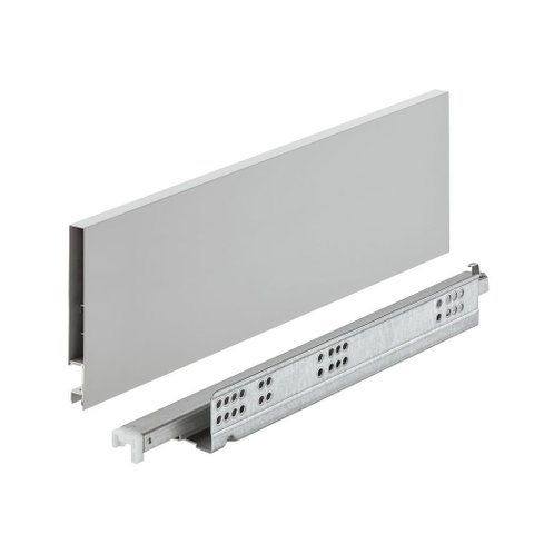 Gaveta Metálica Média (30kg) 128x500mm Invisa Slim Soft Close Cinza Hafele 01 Conjunto