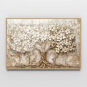 Ver imagem 3 de Quadro Decorativo Árvore da Vida Flores Brancas Fundo com Textura Sala Quarto Casa Escritório