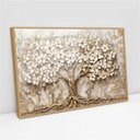 Ver imagem 2 de Quadro Decorativo Árvore da Vida Flores Brancas Fundo com Textura Sala Quarto Casa Escritório
