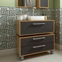 Ver imagem 2 de Gabinete Suspenso 80cm Alice Mel Grafite Balcão Cuba Branca 2 Gavetas com 1 Basculante para