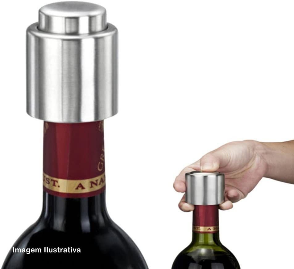 Ver imagem 3 de Tampa para Vinho Garrafa Hold em Inox Prata a Vácuo 7x4x4cm