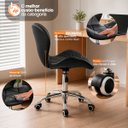 Ver imagem 4 de Cadeira Office Eiffel Slim Giratória Base Cromada com Rodízios e Ajuste de Altura Preta