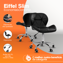 Ver imagem 3 de Cadeira Office Eiffel Slim Giratória Base Cromada com Rodízios e Ajuste de Altura Preta
