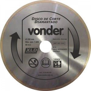 Disco de Corte Diamantado 200 Mm Contínuo para Porcelanato 200 Mm Vonder