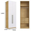 Ver imagem 3 de Guarda Roupa Infinity Modulo 2 Pts 3 Gav 1 Cab Savana/Branco