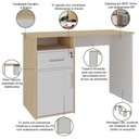 Ver imagem 4 de Mesa para Escritório Escrivaninha Home Office Hall A02 Carvalho Branco - Lyam Decor