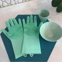 Ver imagem 2 de Luva Lava Loucas Verde Escova Silicone Caes Banho Limpeza
