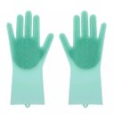 Ver imagem 1 de Luva Lava Loucas Verde Escova Silicone Caes Banho Limpeza