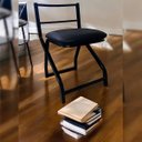 Ver imagem 3 de Cadeira Banqueta Baixa Metal Estilo Industrial Assento Corino Preto