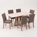 Ver imagem 3 de Conjunto Sala de Jantar Mesa Lisa 160cm com Tampo MDF Canto Reto 6 Cadeiras Lily